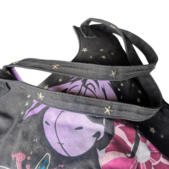 Disney Eeyore Tote Bag Donkey Winnie Pooh Butterflies Stars Black Purple EUC - Picture 8 of 12